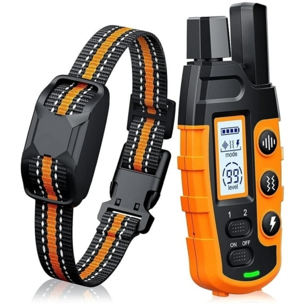 Orange and Black Dog Training Collar with Remote